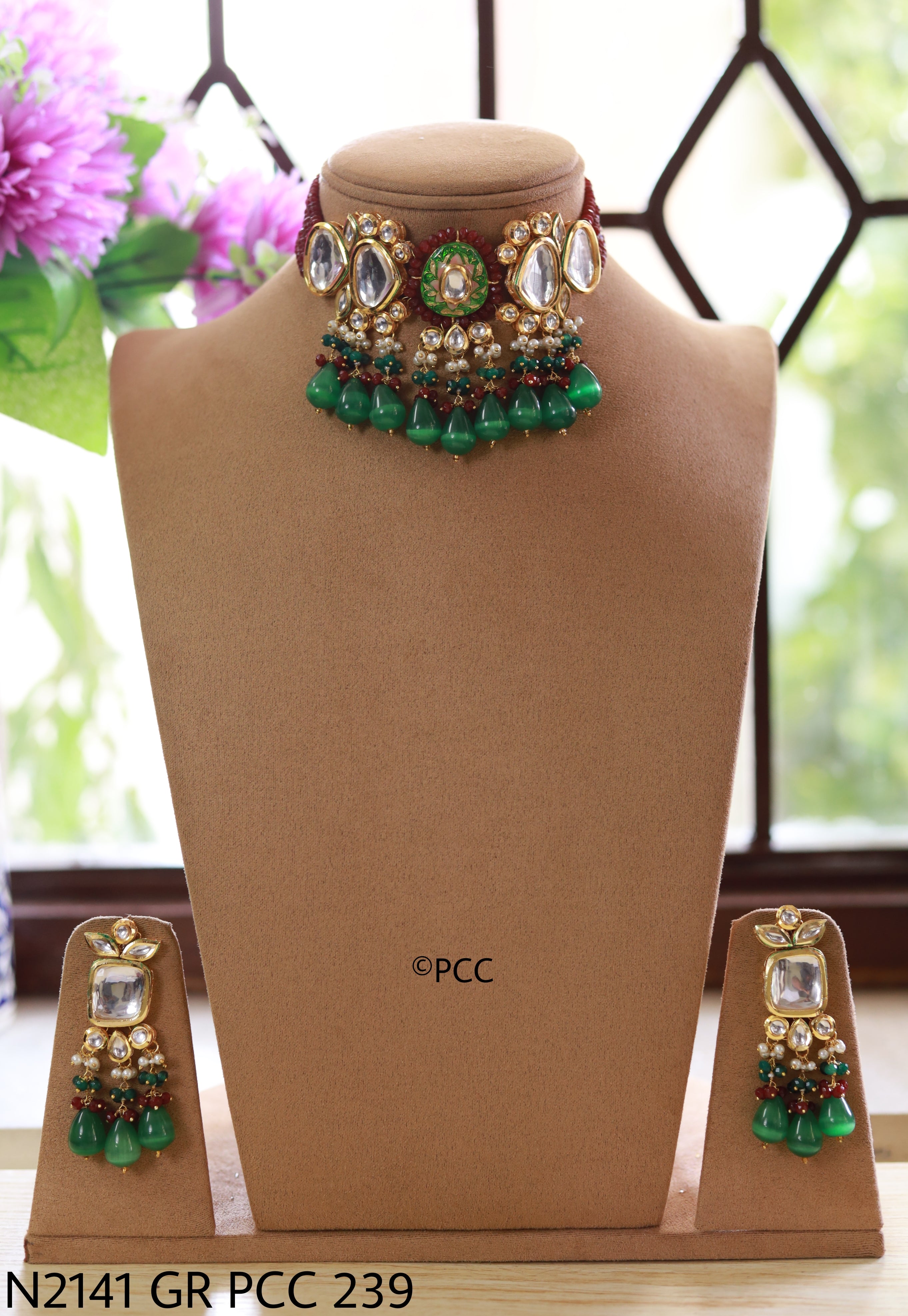 Aarohi Royal Kundan Meenakari Choker Set