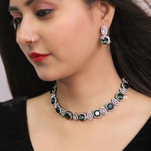 Cubic Zirconia Classic Necklace With Rhodium Plating