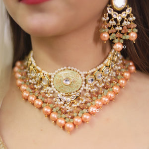 Rajasthani Traditional Handmade Kundan Choker Necklace with earrings set