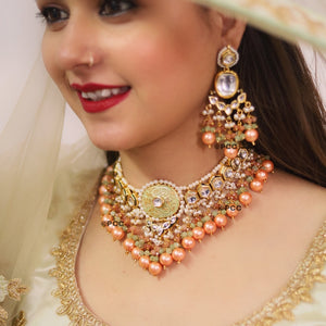 Rajasthani Traditional Handmade Kundan Choker Necklace with earrings set