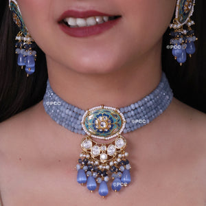 Polki and Meenakari Work Choker Necklace Set