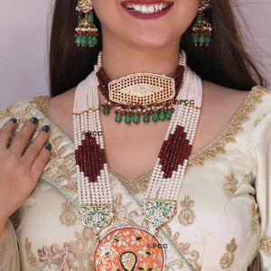 Fashionable Ethnic Choker Necklace set with Earrings