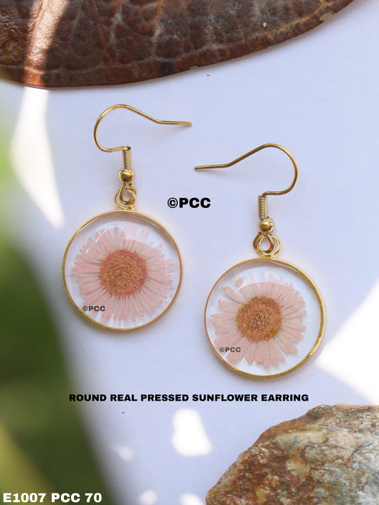Real Dried Pressed Sunflower Earring