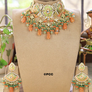 Designer kundan meenakari Necklace with Earring set