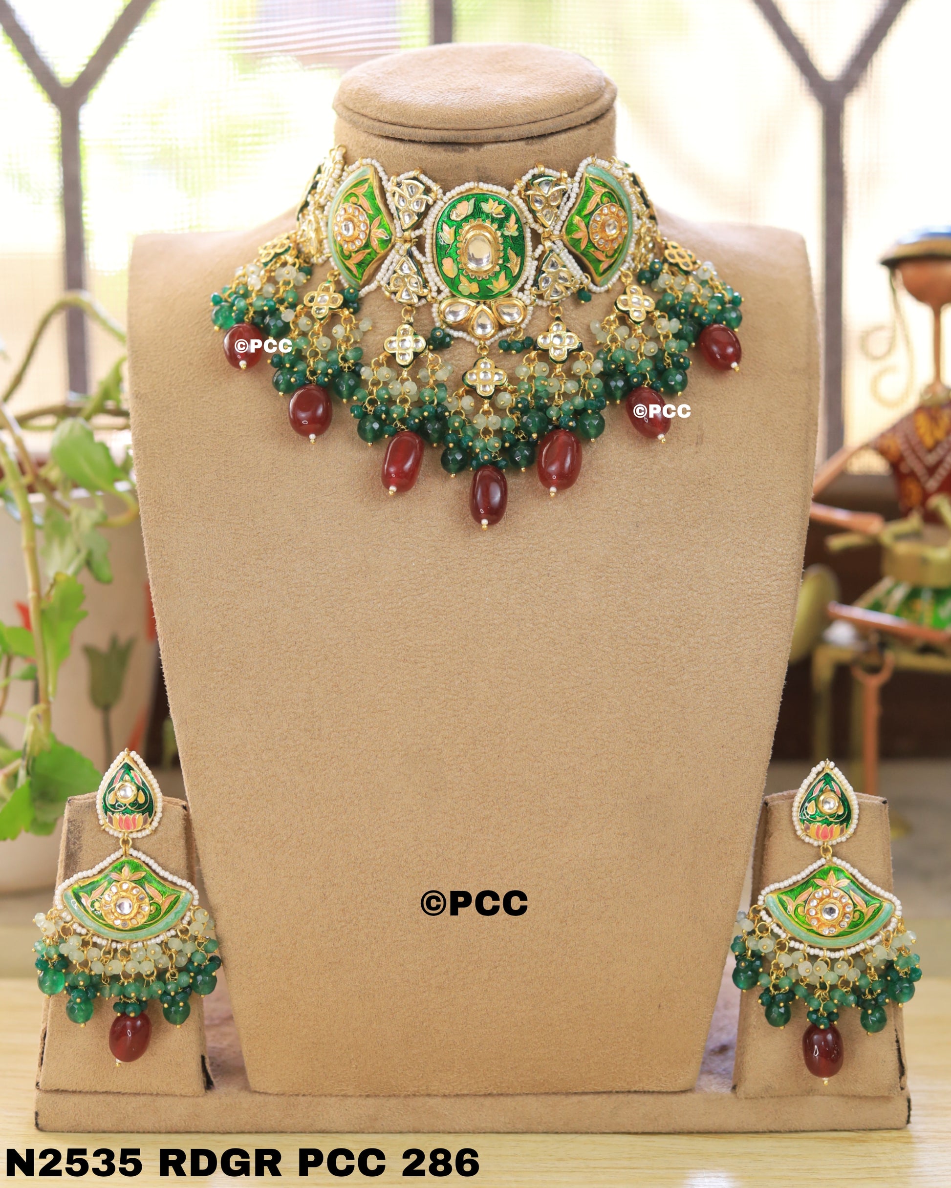 Designer kundan meenakari Necklace with Earring set