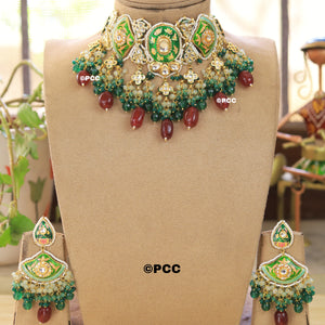 Designer kundan meenakari Necklace with Earring set