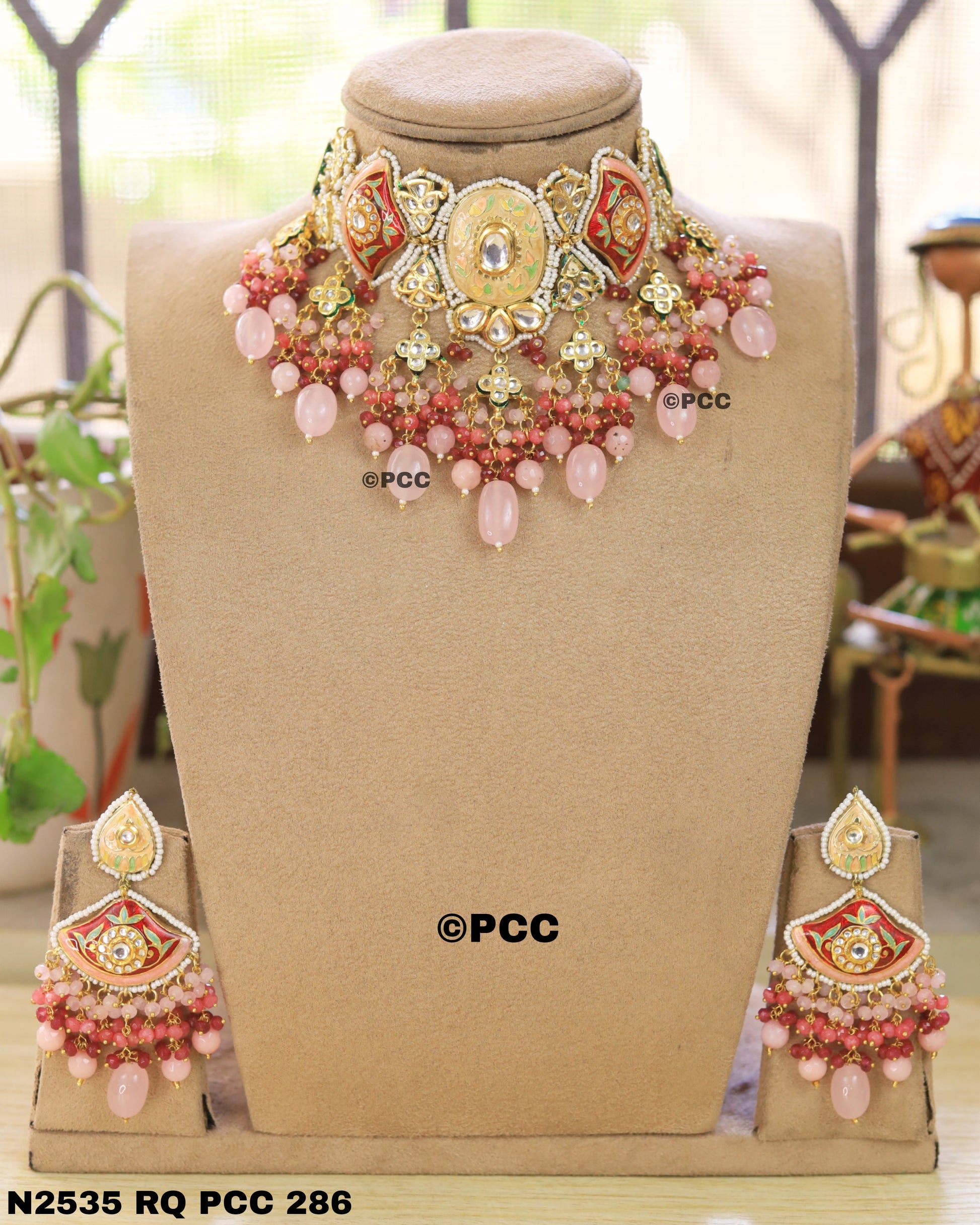 Designer kundan meenakari Necklace with Earring set