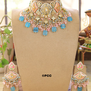 Designer kundan meenakari Necklace with Earring set