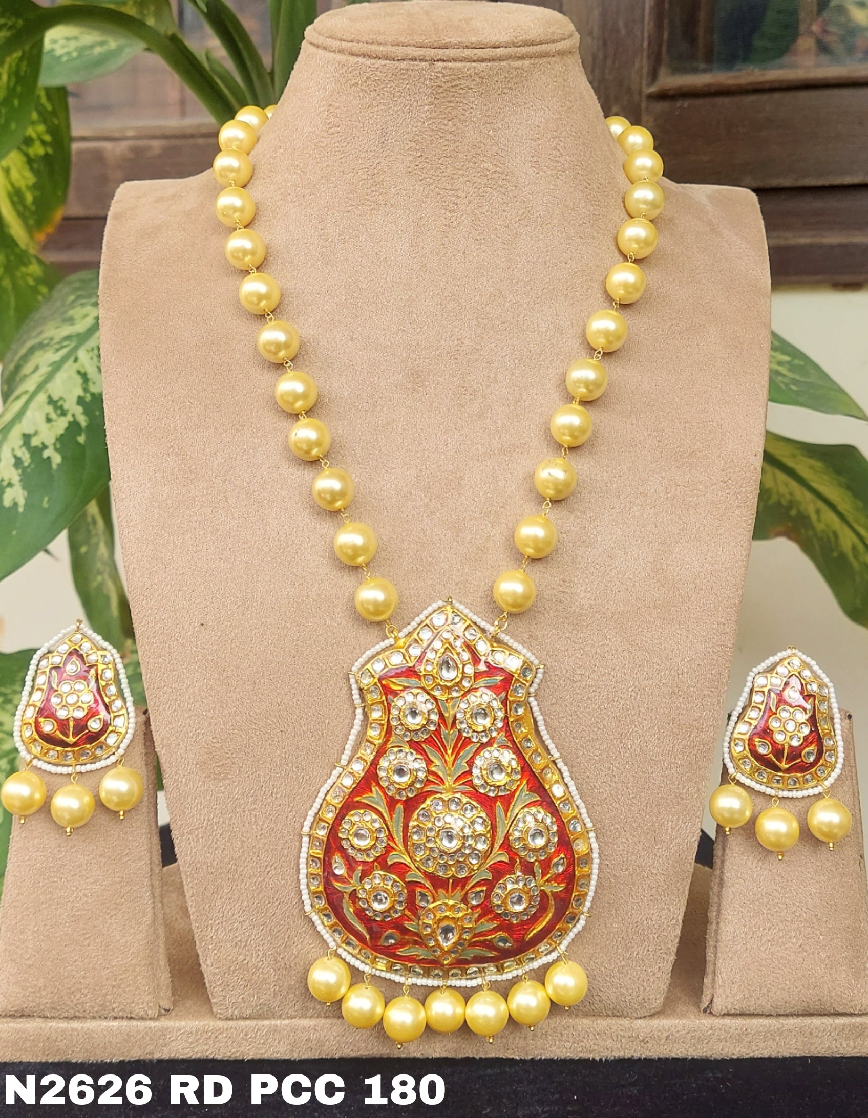 Pranaya Shell Pearl Meenakari Long Necklace