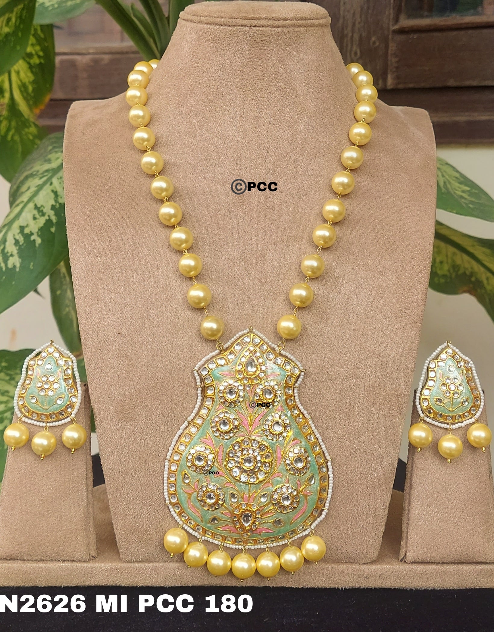 Pranaya Shell Pearl Meenakari Long Necklace