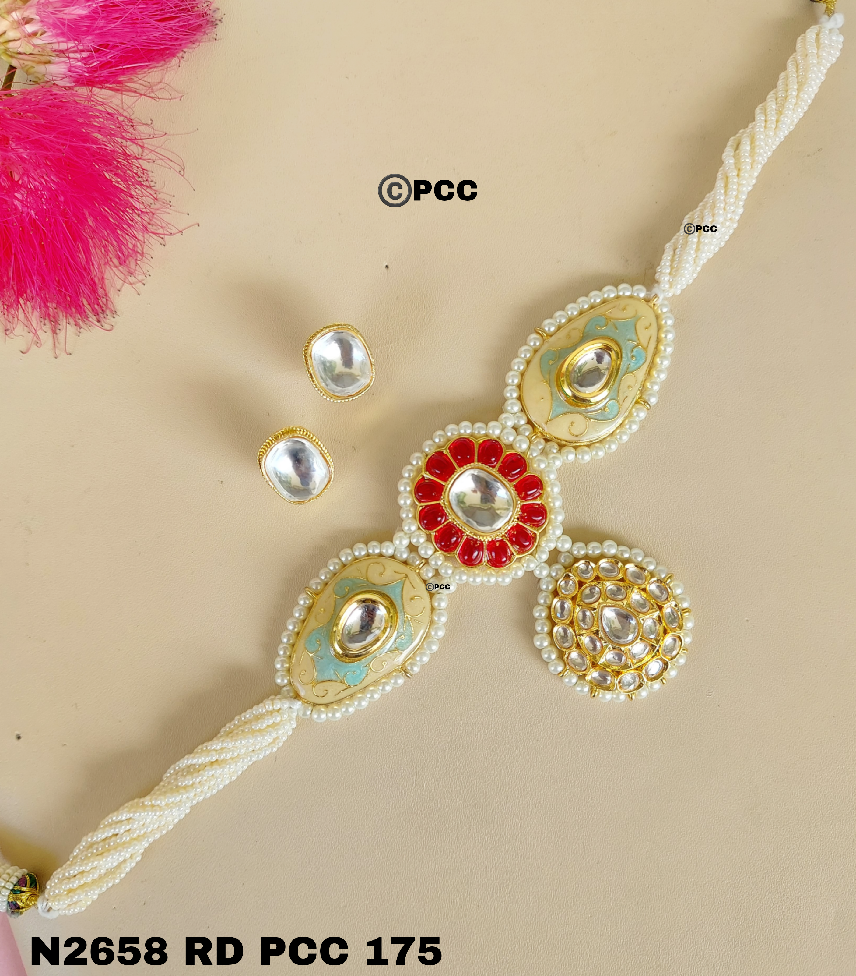 Madhubani Meenakari Pearl Choker