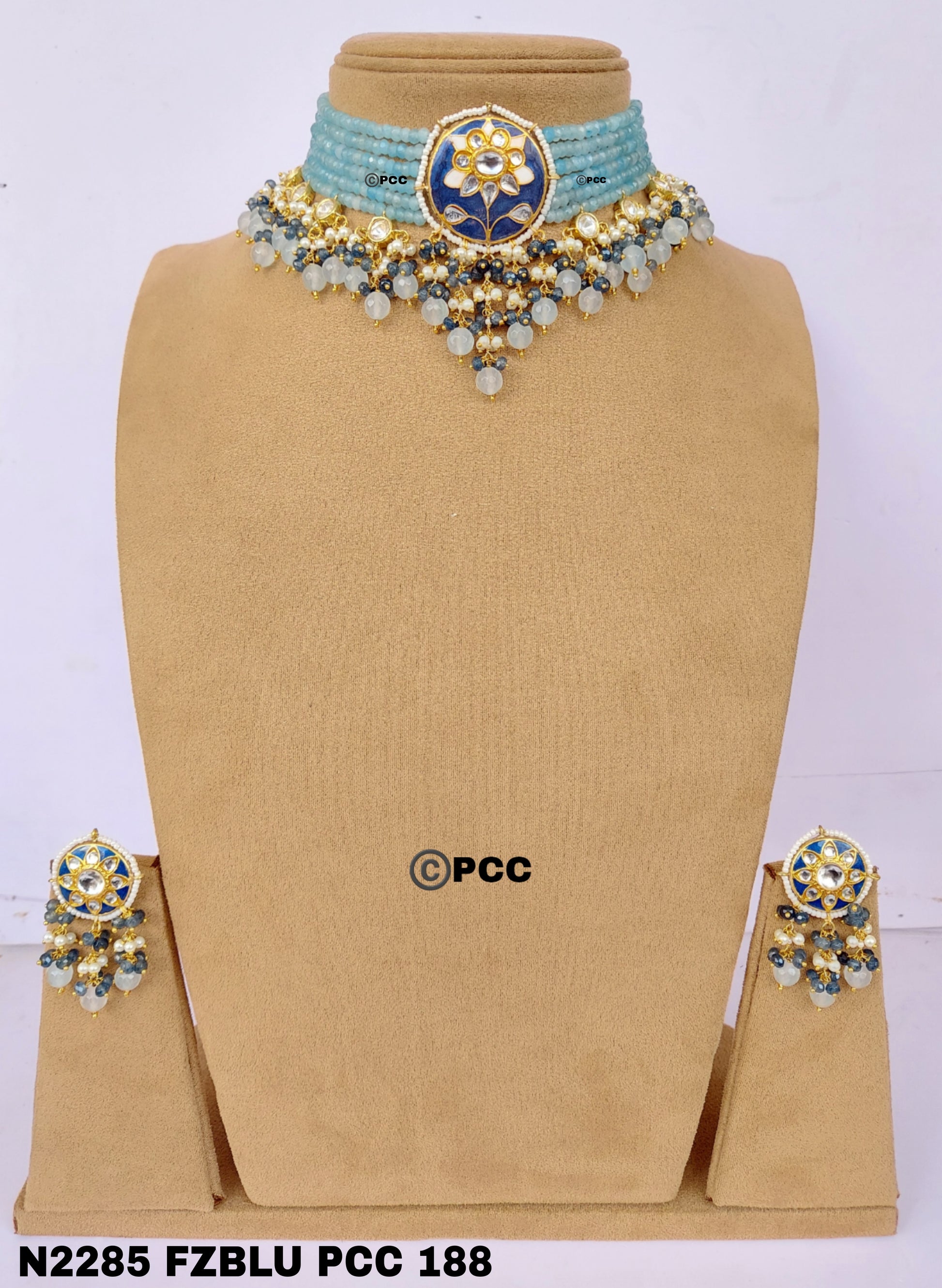 Glamorous Choker Necklace with Earring set