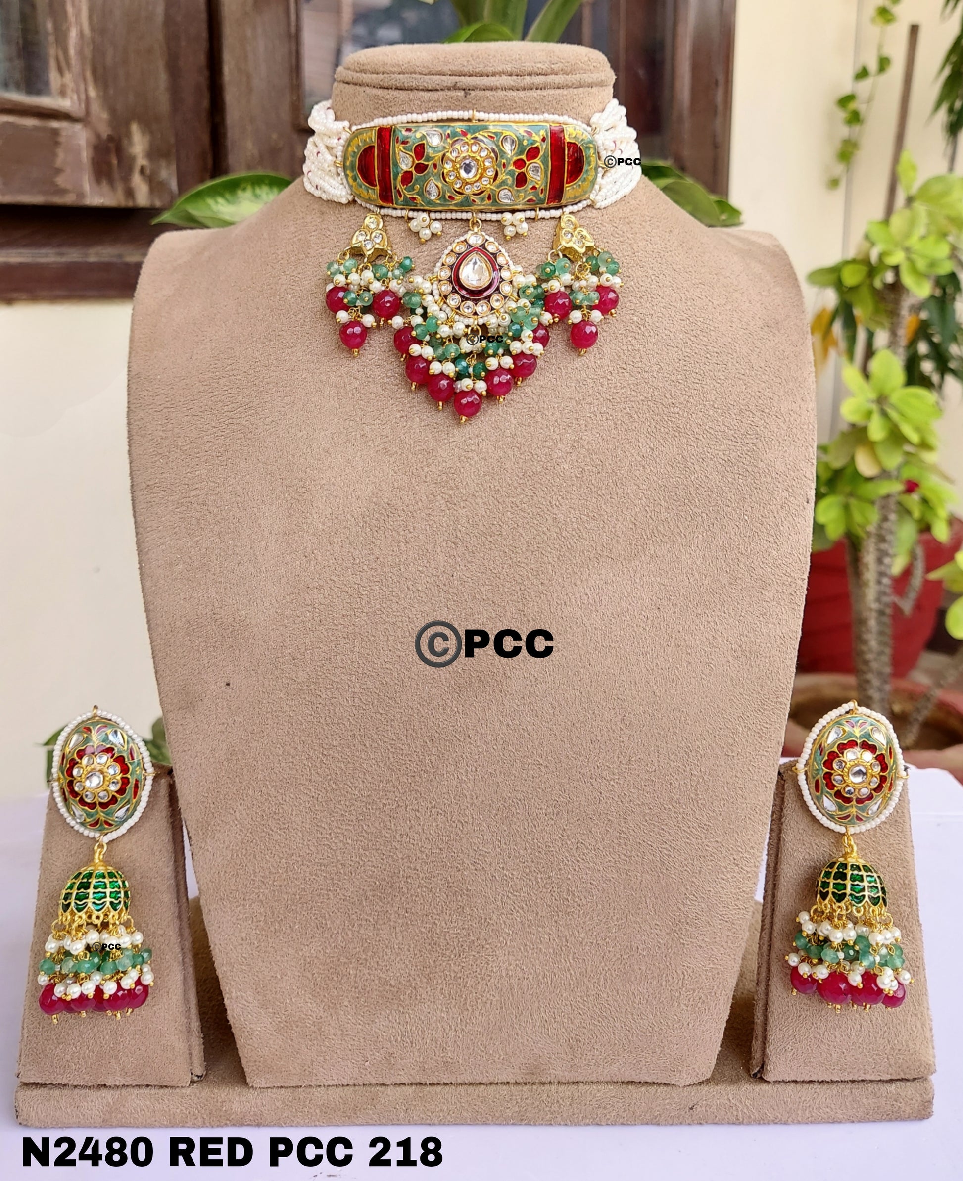 Opulent Choker Necklace with Earring set