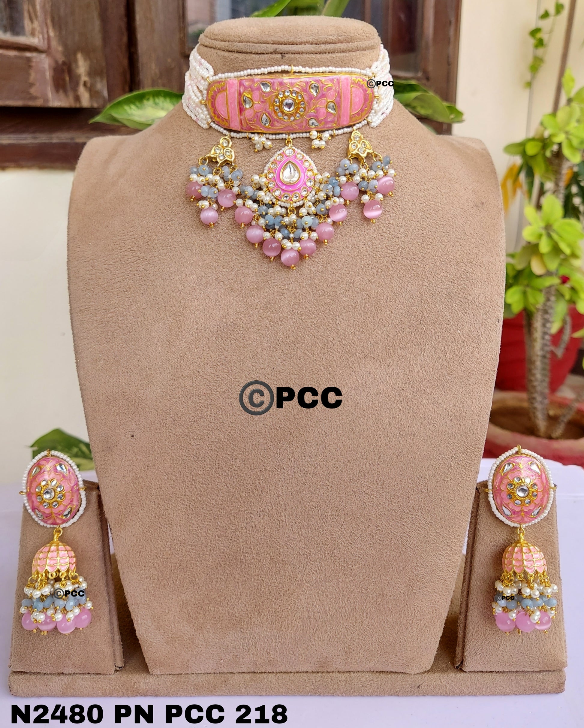 Opulent Choker Necklace with Earring set