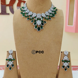 CUBIC ZIRCONIA STONE NECKLACE WITH EARRINGS