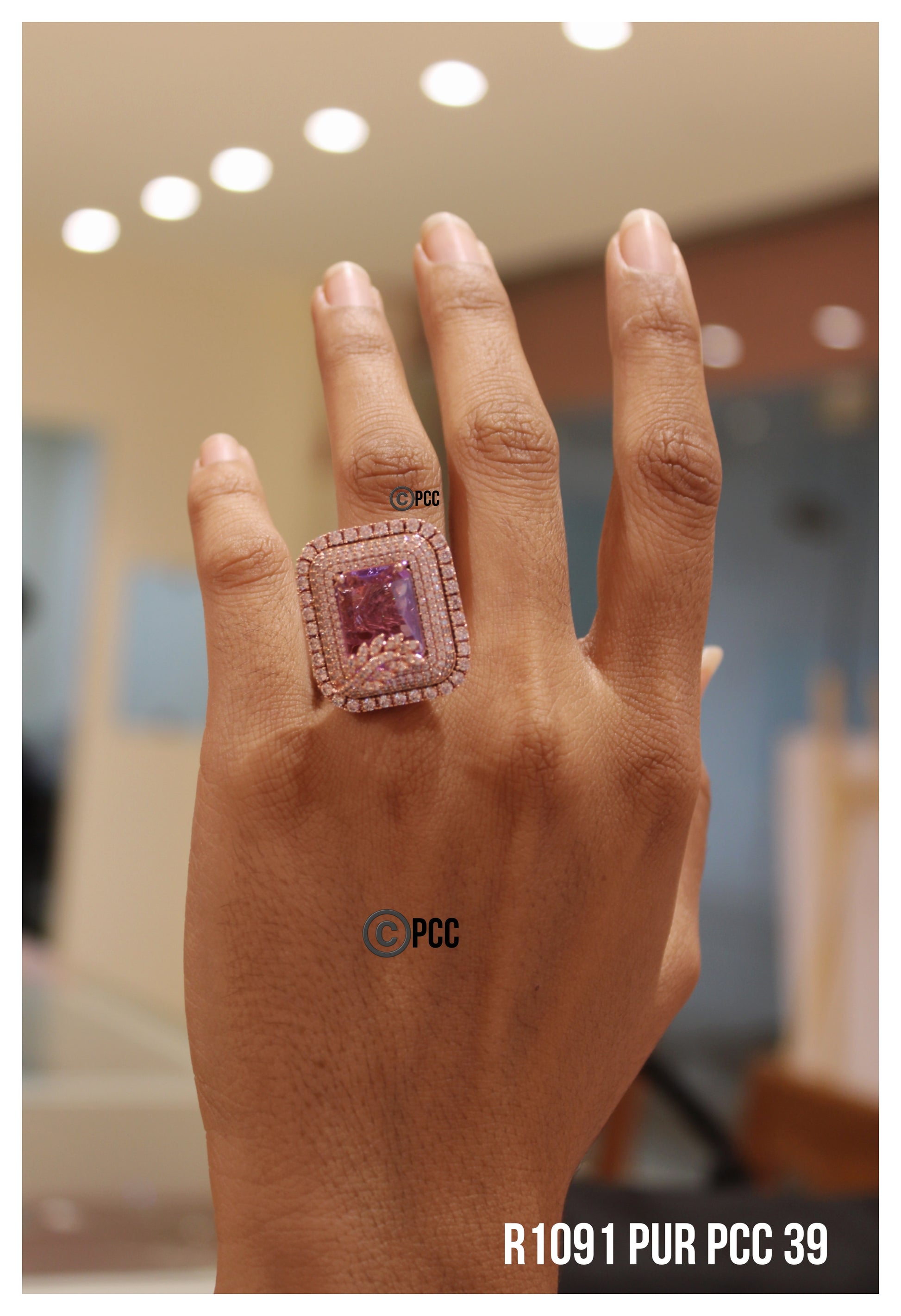 square shape CZ stone cocktail ring