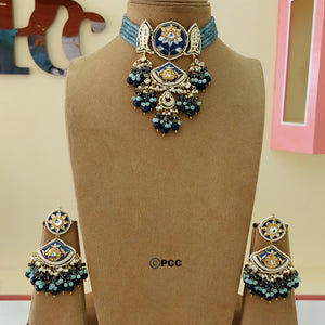 ELEGANT MEENA CHOKER NECKLACE WITH EARRINGS