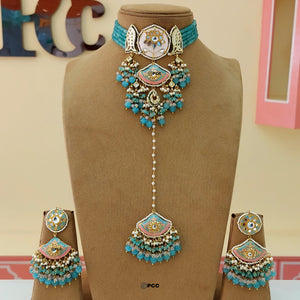 ELEGANT MEENA CHOKER NECKLACE WITH EARRINGS