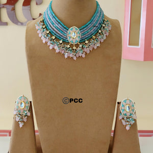 Indian Multicolor fusion Bridal Kundan Necklace & earrings set