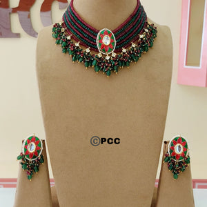 Indian Multicolor fusion Bridal Kundan Necklace & earrings set