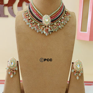 Indian Multicolor fusion Bridal Kundan Necklace & earrings set