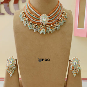 Indian Multicolor fusion Bridal Kundan Necklace & earrings set