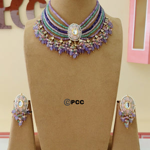 Indian Multicolor fusion Bridal Kundan Necklace & earrings set