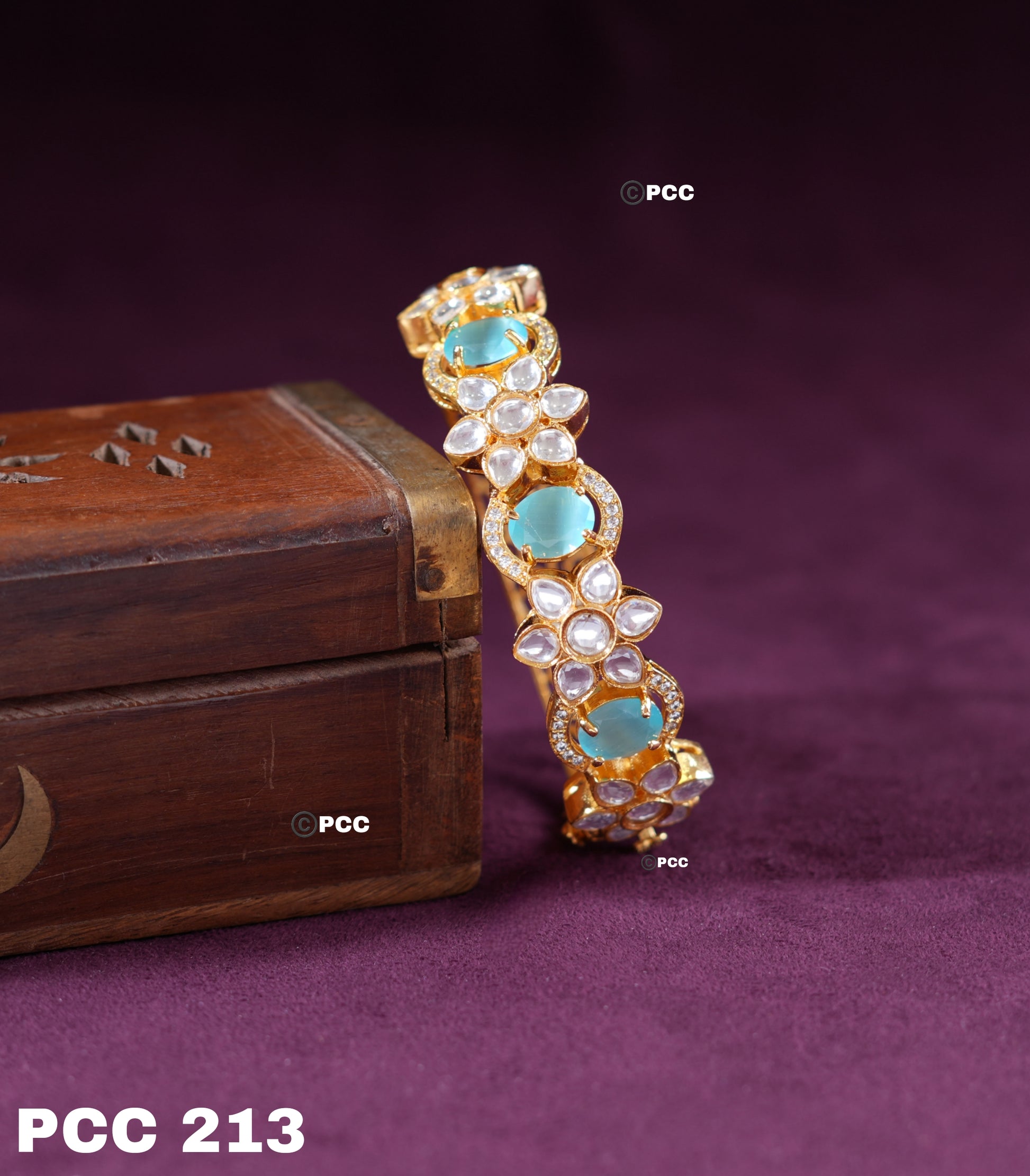 Shine bright with our Kundan Meena Bangle