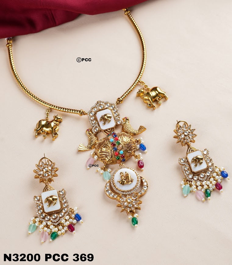 "Traditional Polki Fusion Necklace Set with Modern Touch"