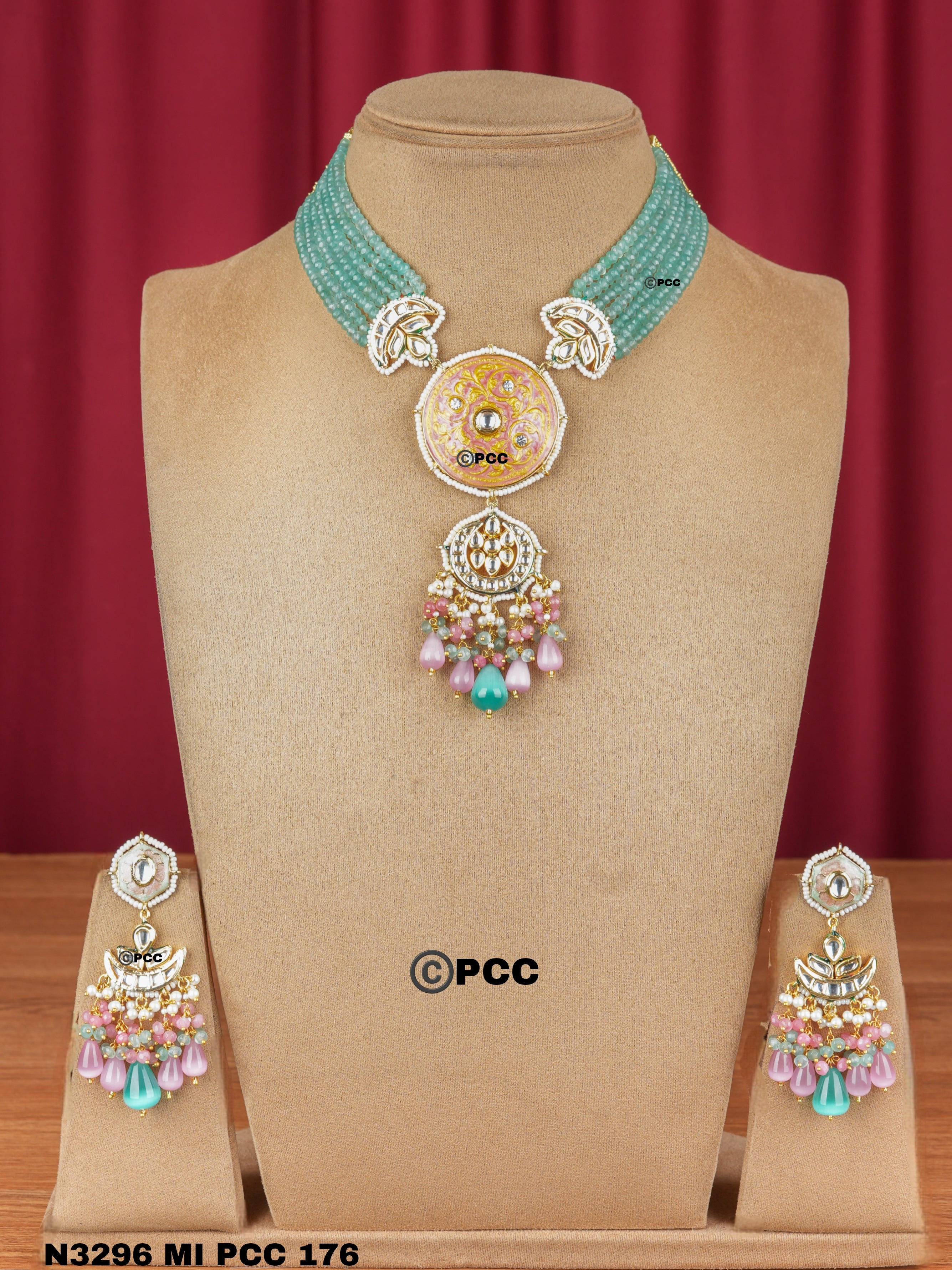 Cascade Royale Meenakari Kundan Necklace Set