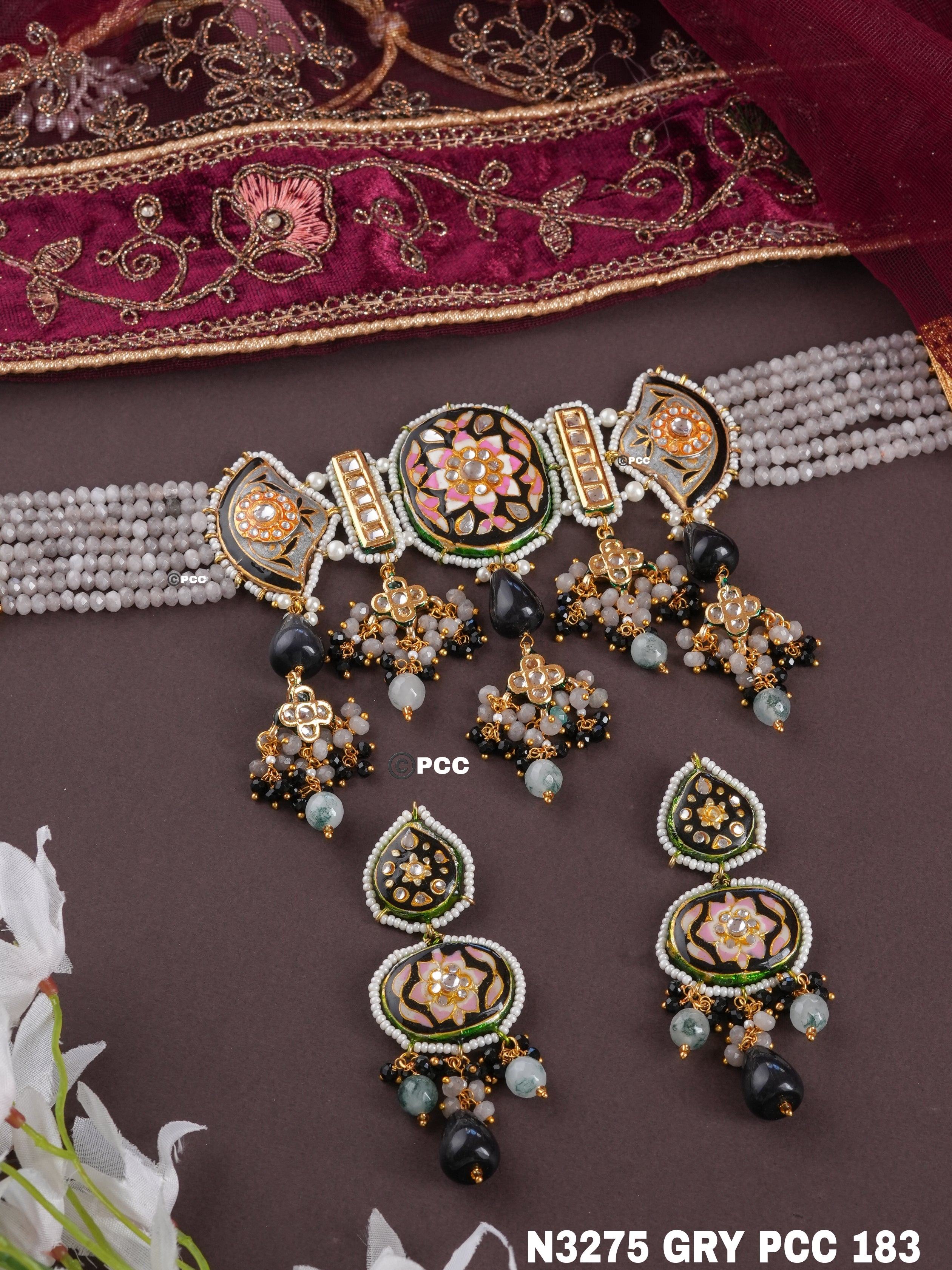 Heritage Blossom Meenakari Choker