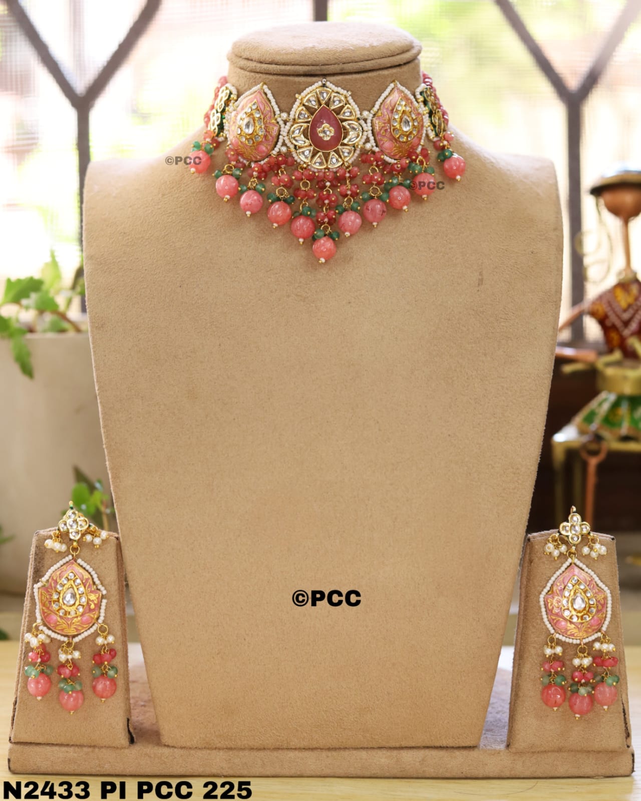 Choker Necklace Set with Earrings | Pinkcity craft