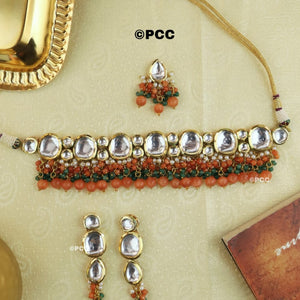 Kundan Radiance Choker Necklace Set with Tika