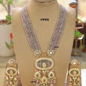 Handmade Kundan Long necklace & one pair of earrings