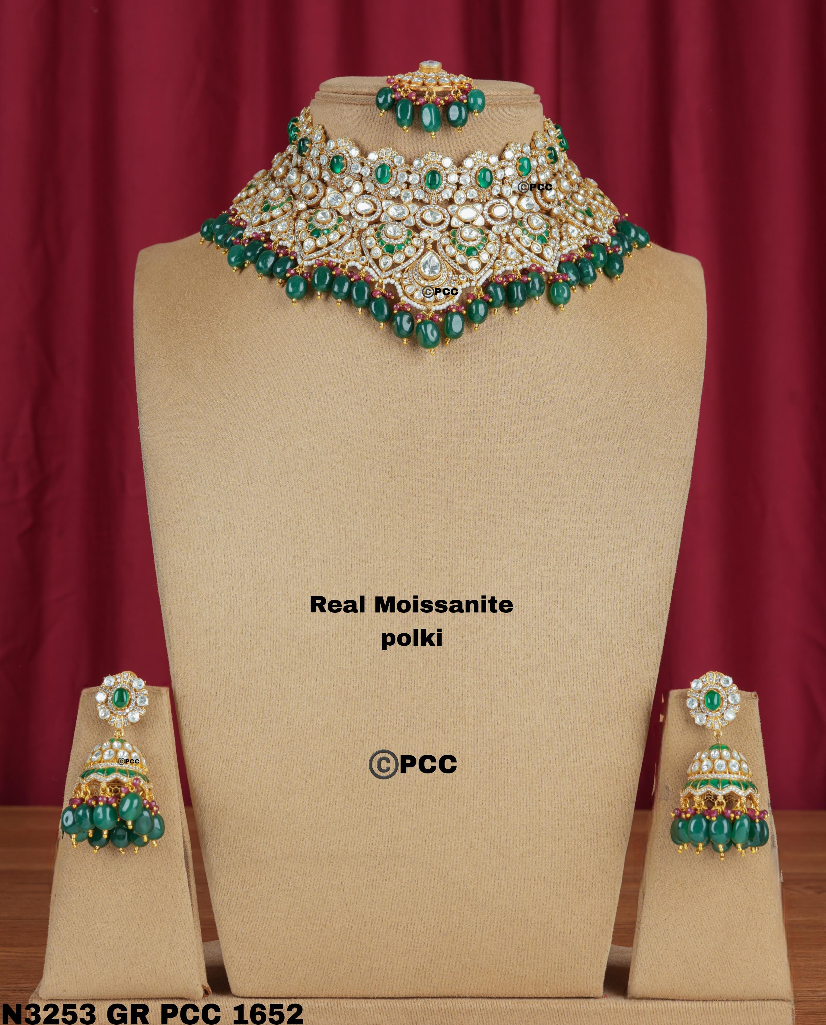 Emerald Royale Moissanite Polki Choker Set