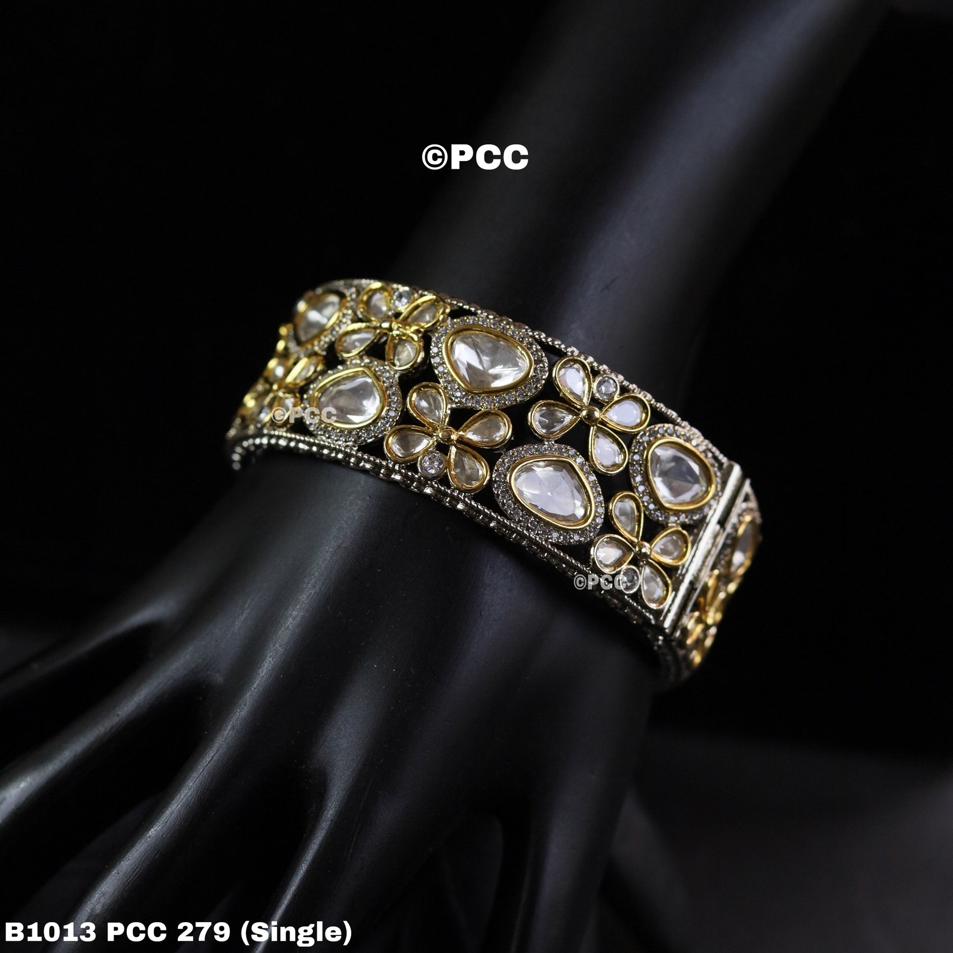 Gold Plated Kundan Polki Bangle