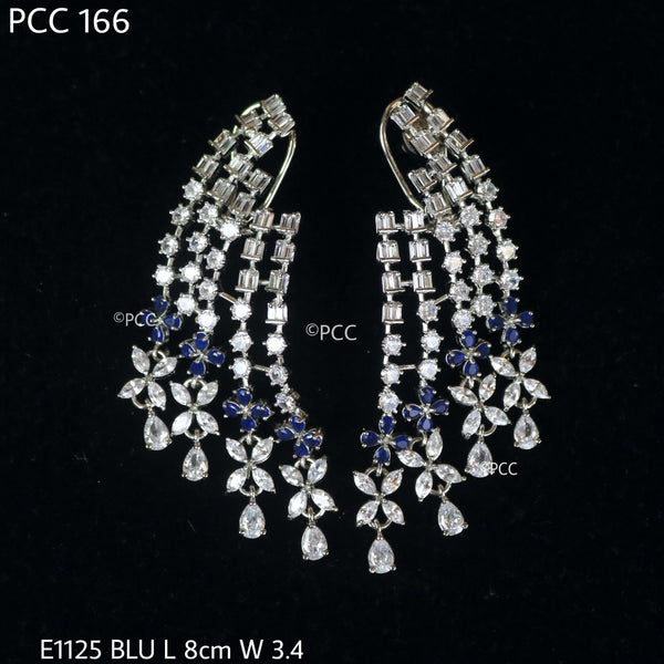 Pinkcity Craft| Blue CZ Flower Wedding Earrings