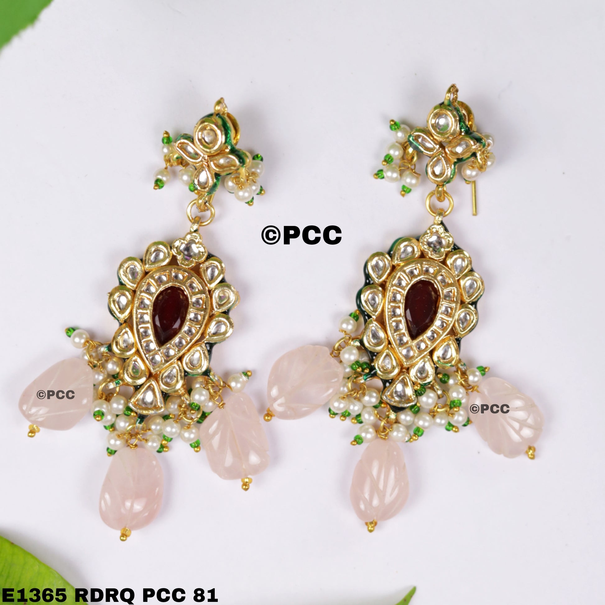 Meenakari Moti Bandai earrings