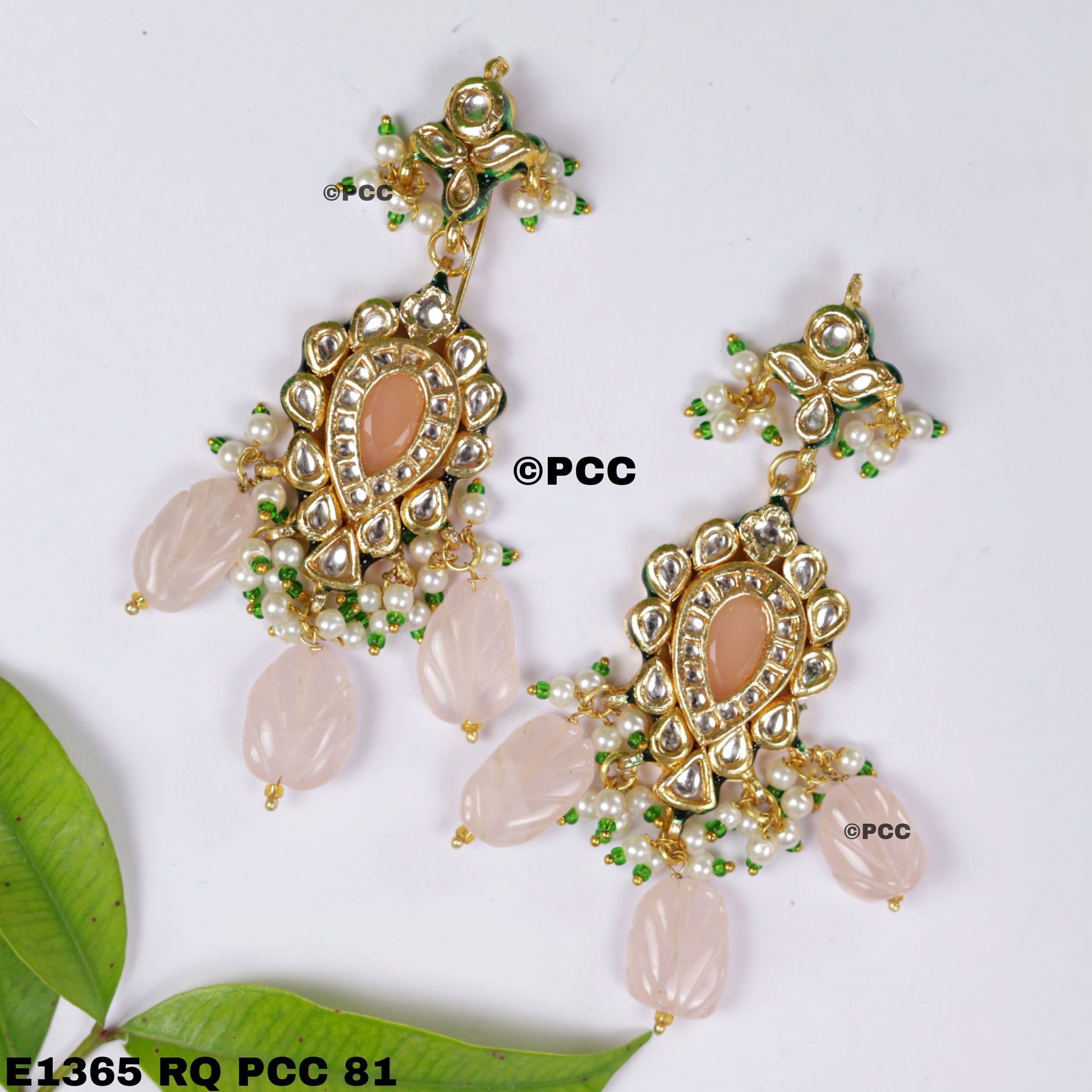 Meenakari Moti Bandai earrings