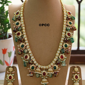 Handmade Long Kundan Necklace Set Rajasthani Traditional Jewelry