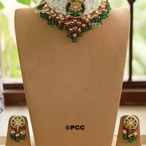 Royal Garden Kundan and Pearls Choker Necklace Set