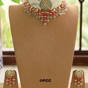 Royal Garden Kundan and Pearls Choker Necklace Set