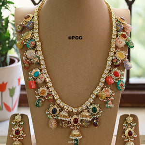 Handmade Long Kundan Necklace Set Rajasthani Traditional Jewelry