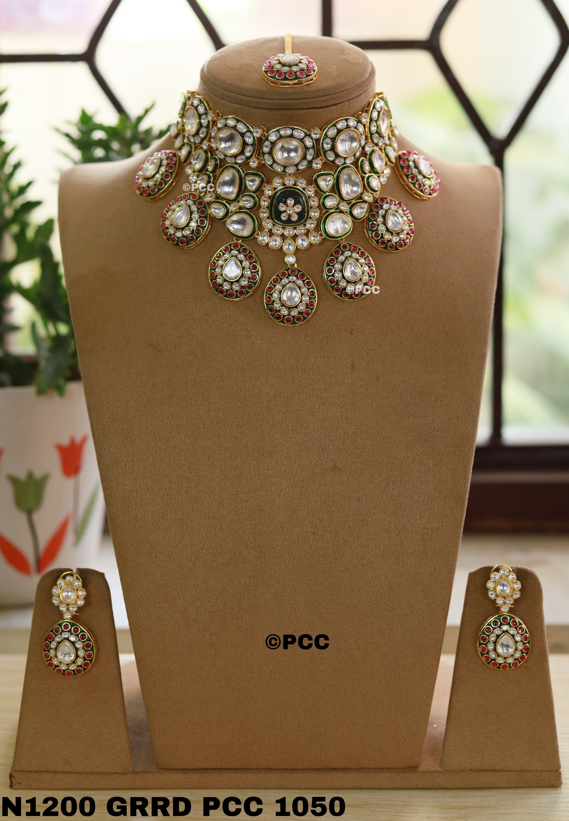 Polki Kundan Carving Necklace Set