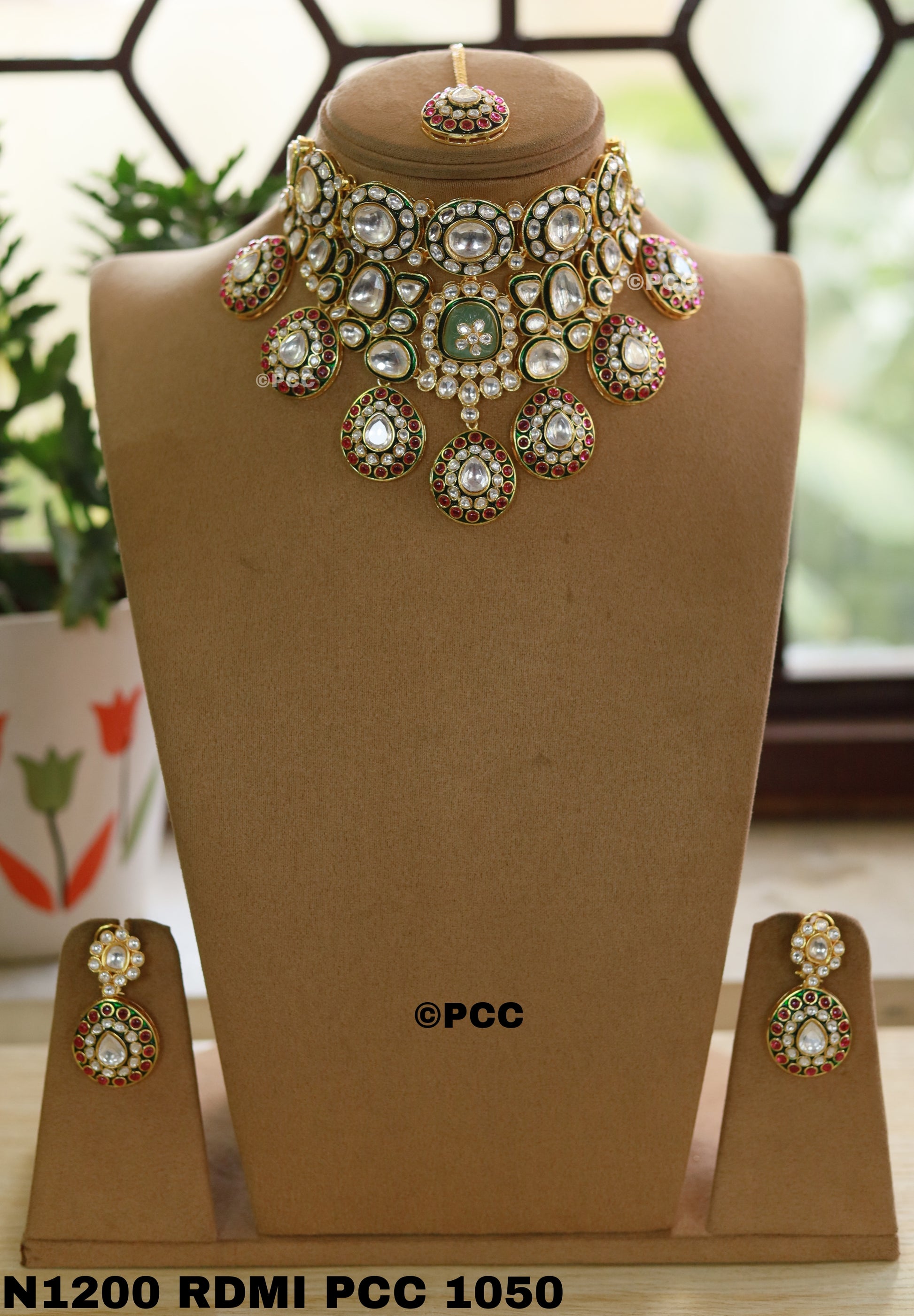 Polki Kundan Carving Necklace Set