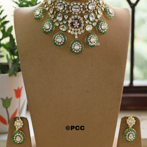 Polki Kundan Carving Necklace Set