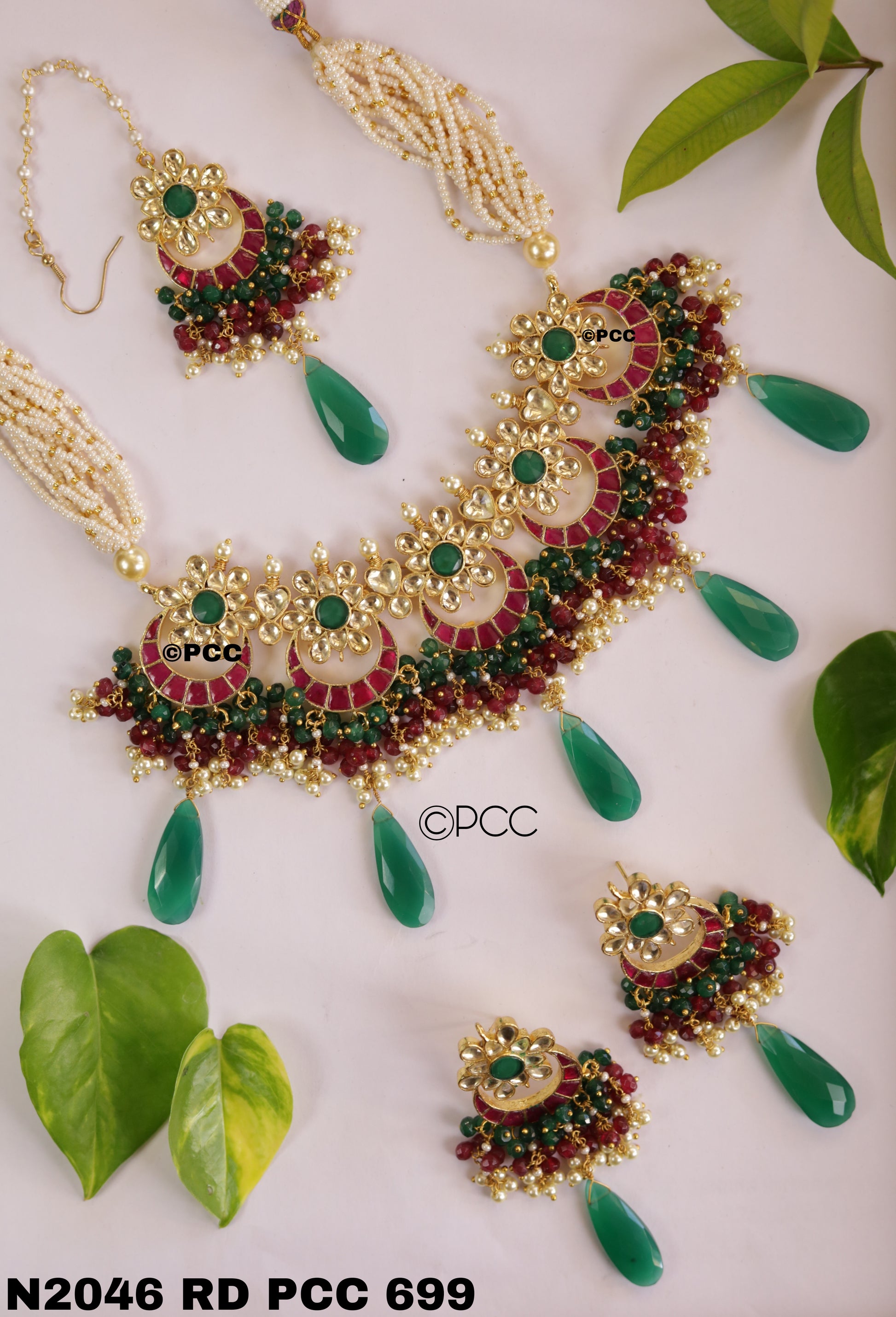 Traditional Rajasthani Bridal Necklace Set with Precious Stones