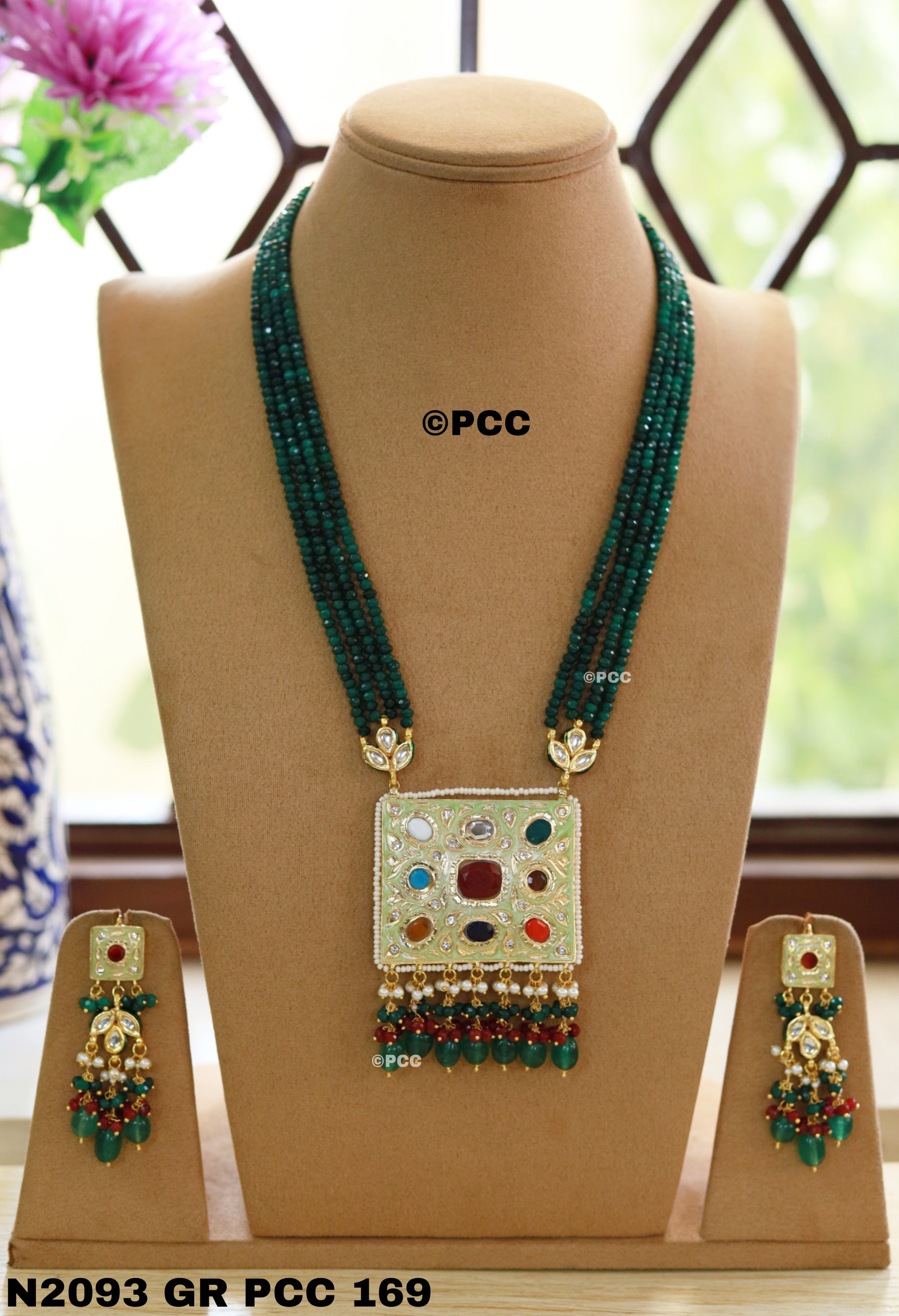 Handmade Kundan Necklace Set Mala Style jewelry