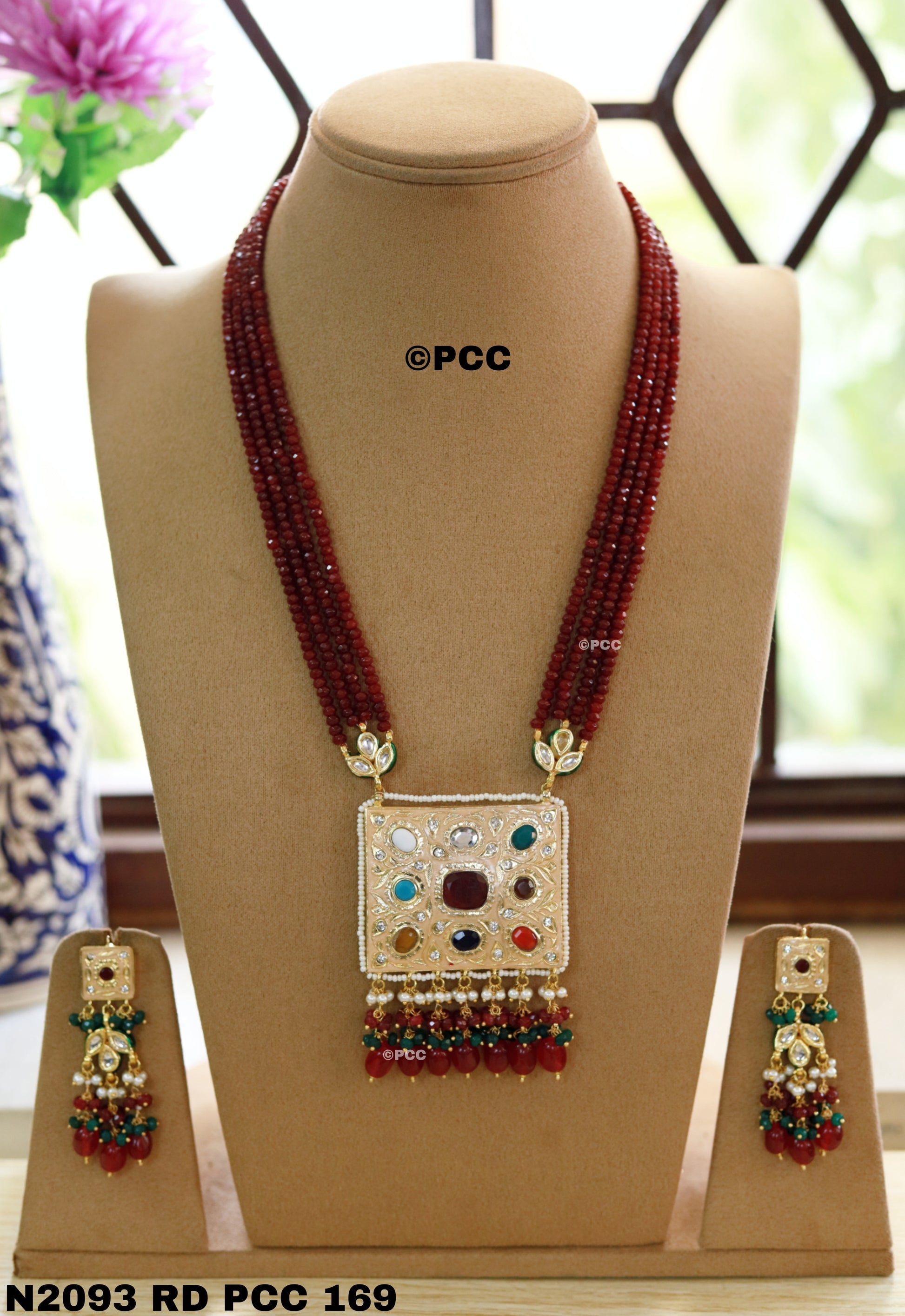 Handmade Kundan Necklace Set Mala Style jewelry