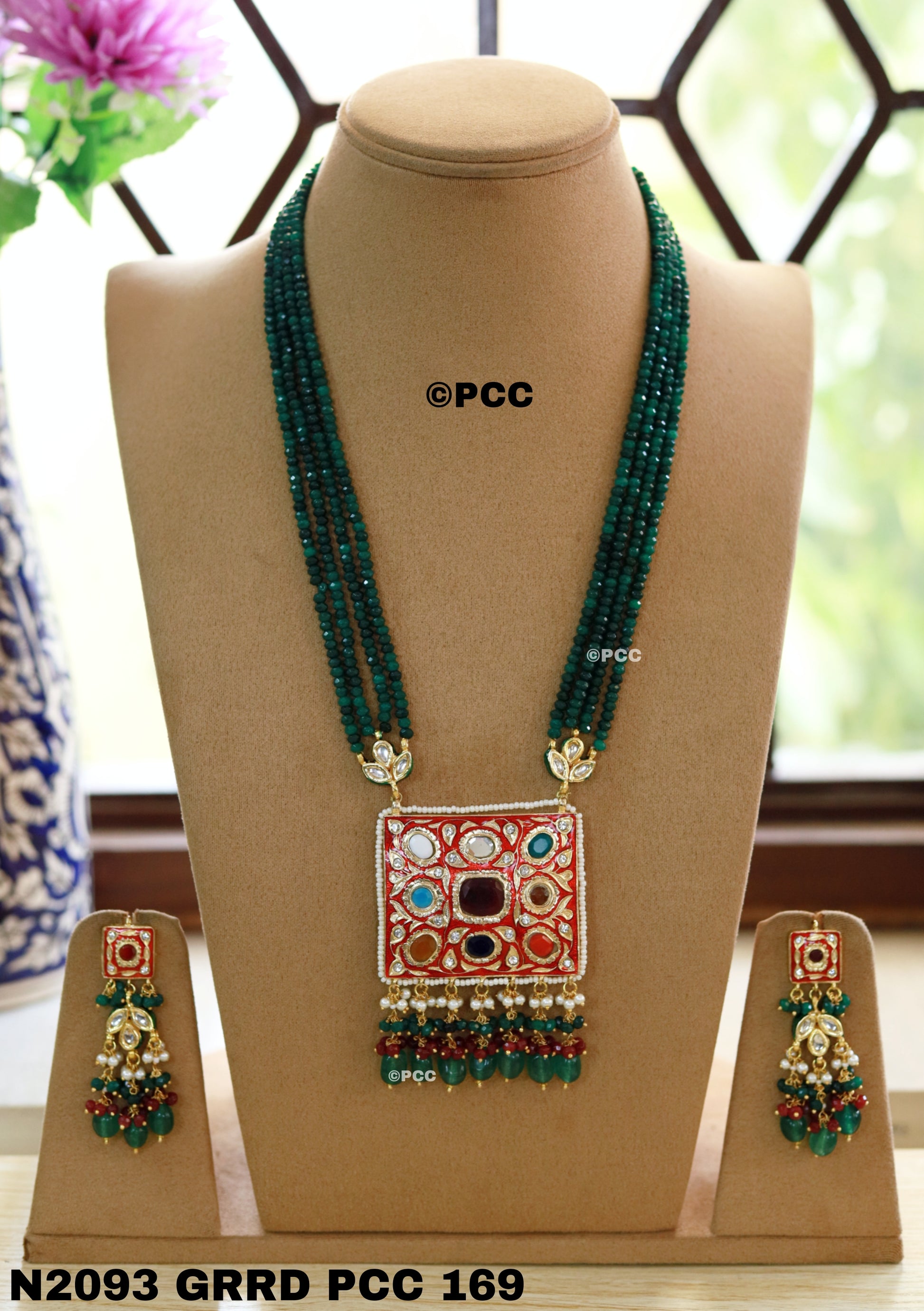 Handmade Kundan Necklace Set Mala Style jewelry